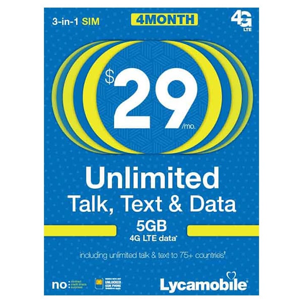 Lycamobile $29 X 4 months services with Samsung Galaxy J3 Phone 3 A2ZBucket