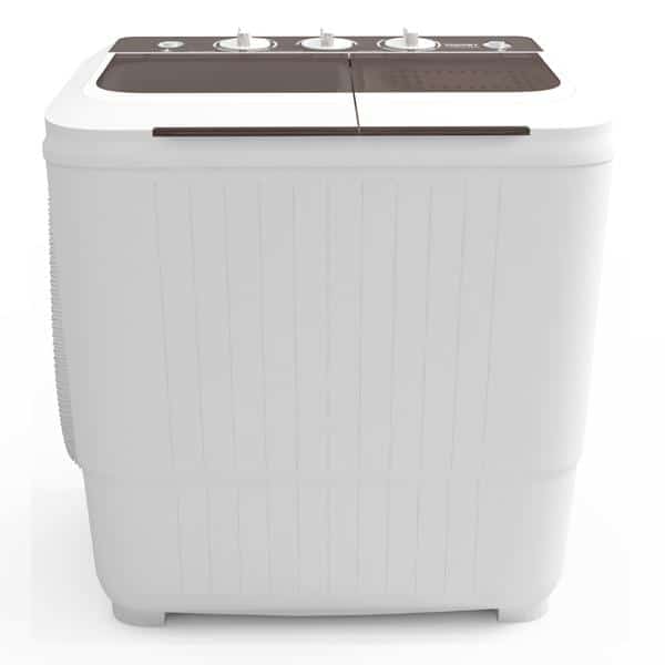 Portable Washing Machine, KUPPET 17 lbs Compact Twin Tub Wash and Spin Combo for Apartment, Dorms, RVs, Camping and More, White and Brown A2ZBucket 1