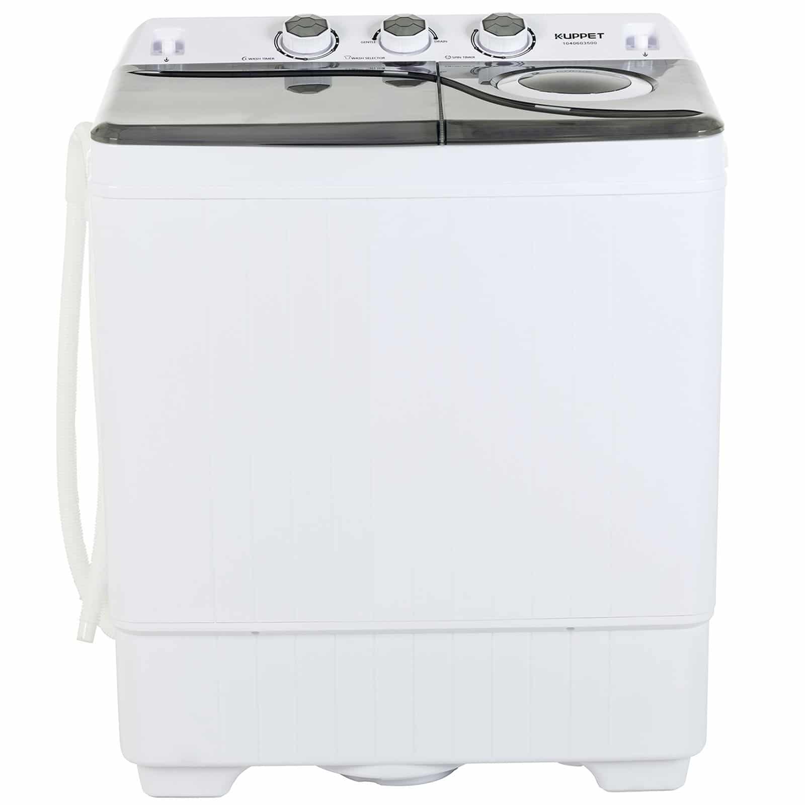 KUPPET Compact Twin Tub Portable Mini Washing Machine 26lbs Capacity, Washer(18lbs)&Spiner(8lbs)/Built-in Drain Pump/Semi-Automatic (White&Gray) A2ZBucket 7